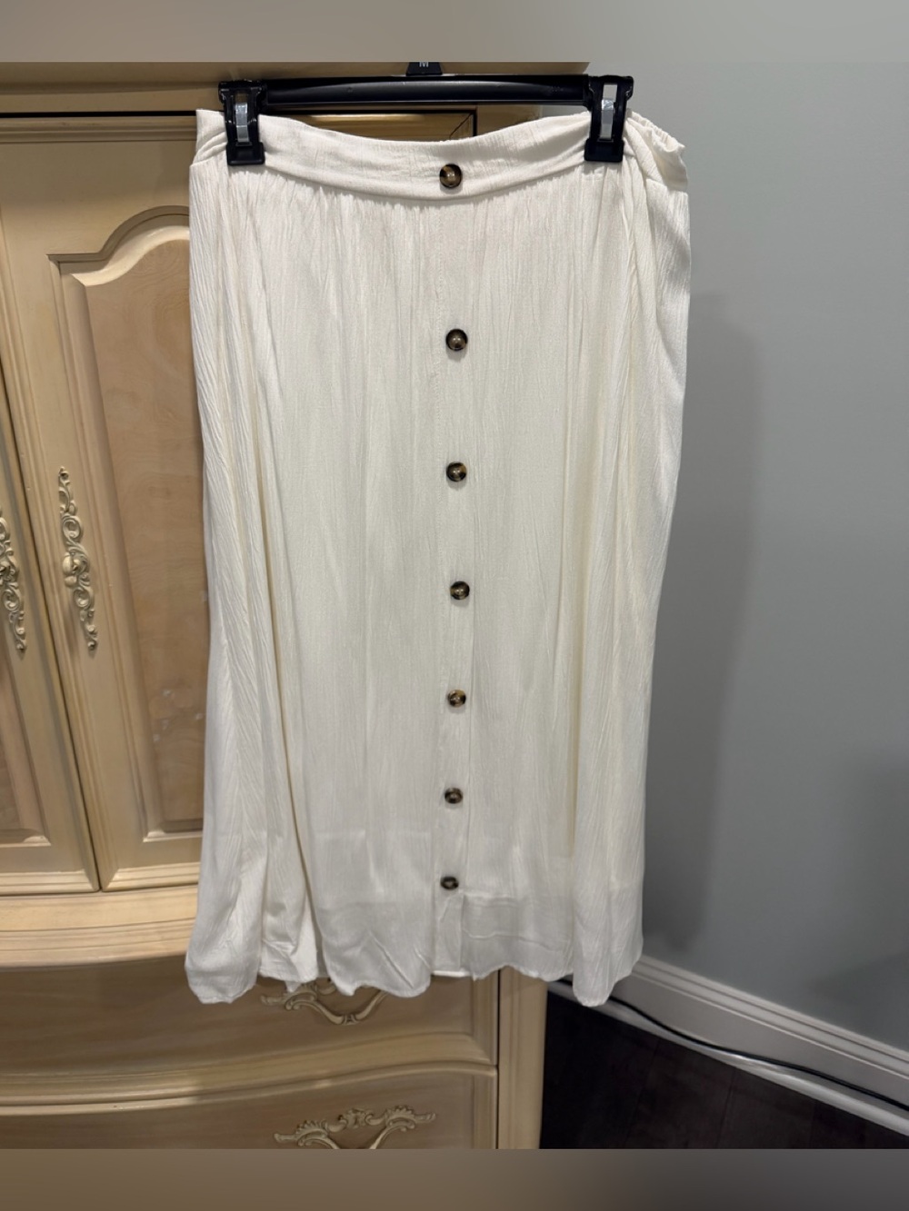 NY Collection Button-Front Midi Skirt